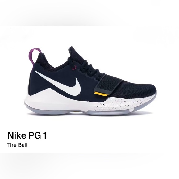 Nike PG 1 “The Bait” Obsidian/University Gold-Hyper Violet-Wolf Grey. Size: 9.5 - Picture 1 of 12
